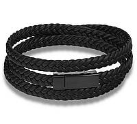 Мужской кожаный браслет Primo Long Rope с магнитной застежкой - Black