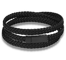 Чоловічий шкіряний браслет Primo Long Rope з магнітною застібкою - Black