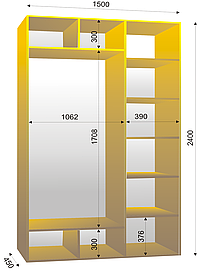 Шафа-купе дводверна 1500х450х2400мм тм Ексклюзив