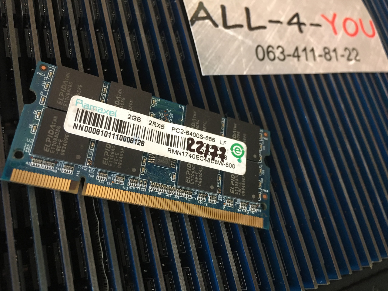 Оперативна пам'ять Ramaxel DDR2 2GB SO-DIMM PC2 6400S 800mHz Intel/AMD
