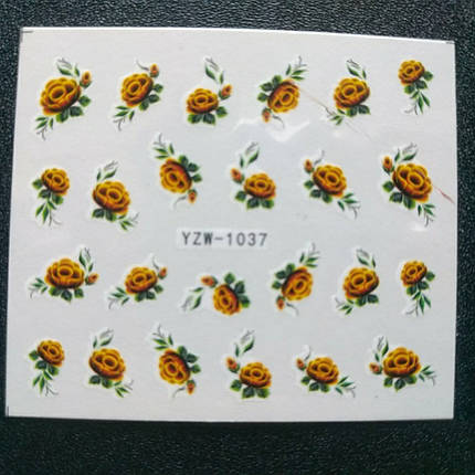 Наклейка на нігті, наклейка для нігтів, нігтьовий дизайн "квіти" 20 шт. набір, фото 1