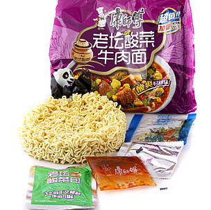 Локшина швидкого приготування Instant Noodle Яловичина з ароматною квашеною капустою 100г Kang Shifu 康師, фото 2