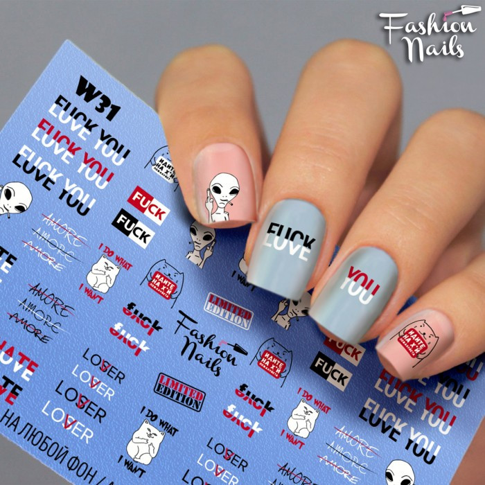 Слайдер-дизайн наклейки на нігті написи, фото 1