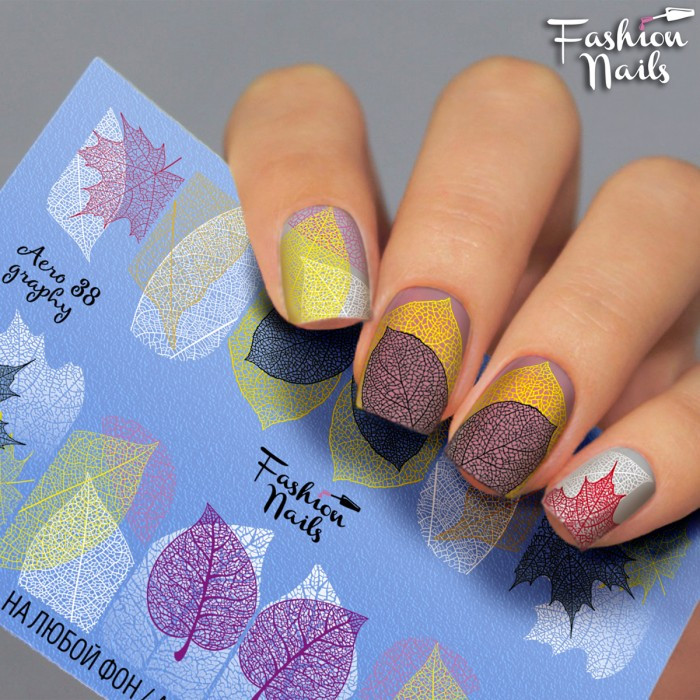 Слайдер-дизайн Fashion nails - наклейка для нігтів - осінній листочок