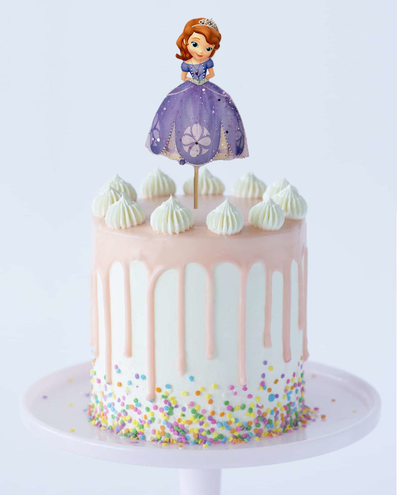 Великий Топпер в торт Принцеса Софія зі стразами (Односторонній) КАРТОН 15 см