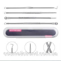 Інструменти для чищення обличчя косметологічні професійні набори (4 шт./комплекс + кейс пластиковий), фото 5