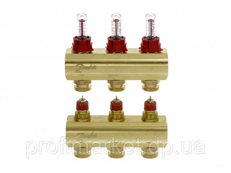 Колектор для теплої підлоги 3+3 з витратами FHF-3F Danfoss, фото 1