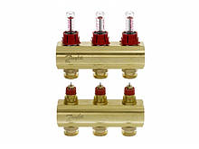 Колектор для теплої підлоги 3+3 c витратомірами FHF-3F Danfoss