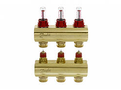 Колектор для теплої підлоги 3+3 з витратами FHF-3F Danfoss