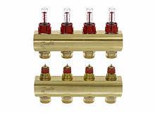 Колектор для теплої підлоги 4+4 c витратомірами FHF-4F Danfoss