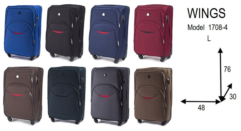 Валіза Wings 1708 (Smile) тканинна на 4 колесах, велика L