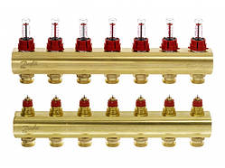 Колектор для теплої підлоги 7+7 з витратами FHF-7F Danfoss