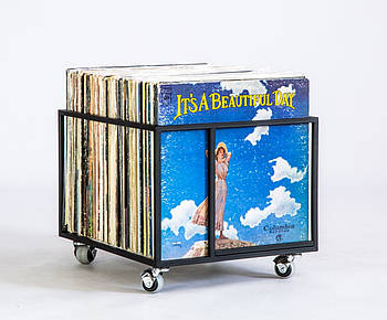 Металевий контейнер для зберігання вінілових платівок "Окно у світ музики"