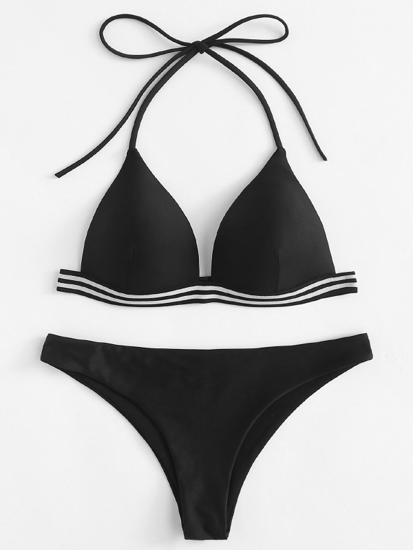 Чорний роздільний купальник бікіні на резинці, розмір М, фото 1