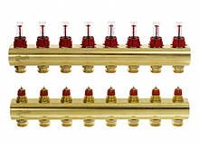 Колектор для теплої підлоги 8+8 c витратомірами FHF-8F Danfoss