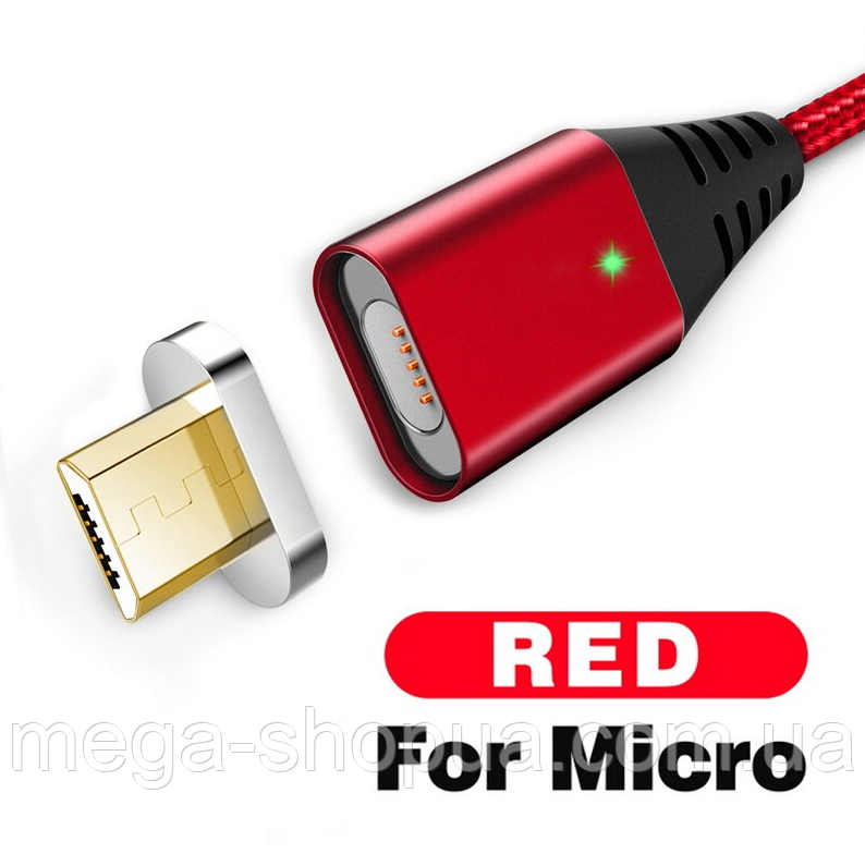 Магнітний кабель для заряджання USB - Micro USB / мікро ЮСБ шнур зарядний провід для телефону смартфона WA72R