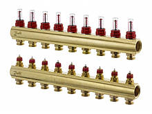 Колектор для теплої підлоги 9+9 c витратомірами FHF-9F Danfoss