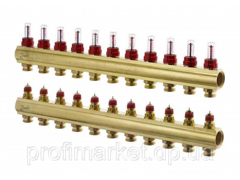 Колектор для теплої підлоги 11+11 з витратами FHF-11F Danfoss