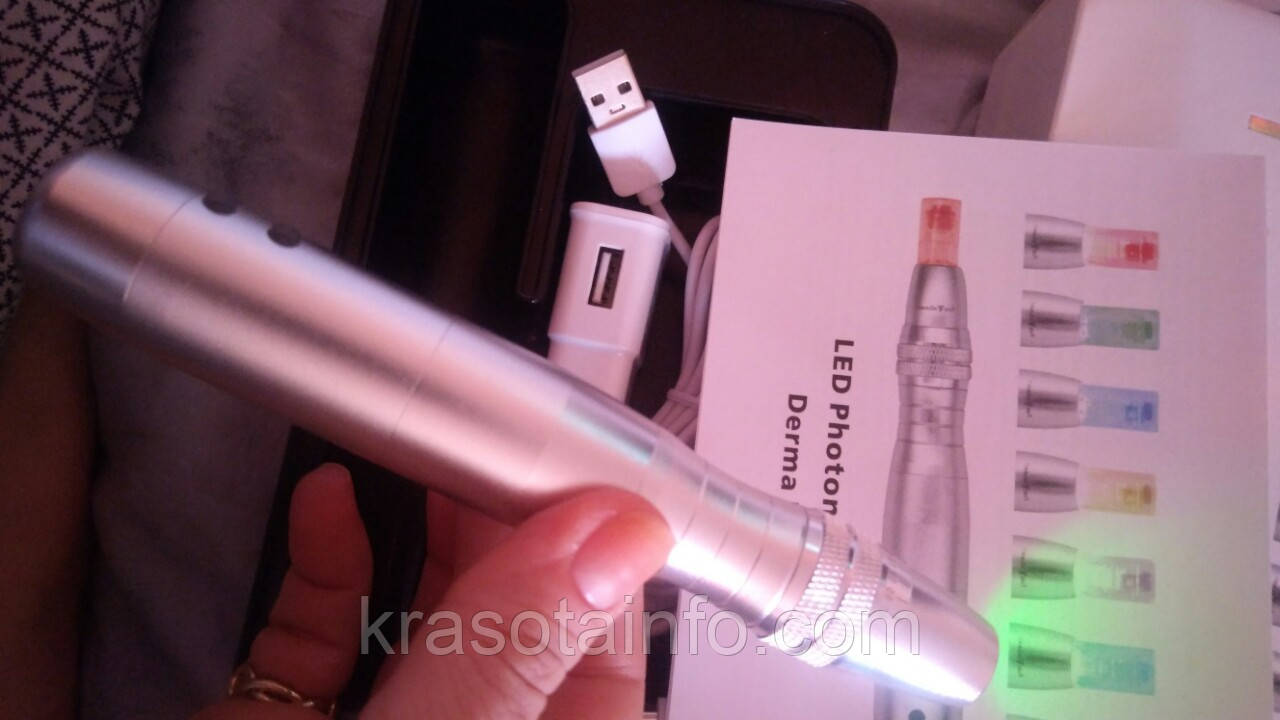 LED Дермапен з вбудованим акумулятори + 7 режимів світла, 5 швидкостей, професійний дермаштамп