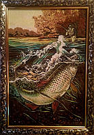 Картина з бурштину - панно Рибалка ( Картина з бурштину - панно ) ПН-43