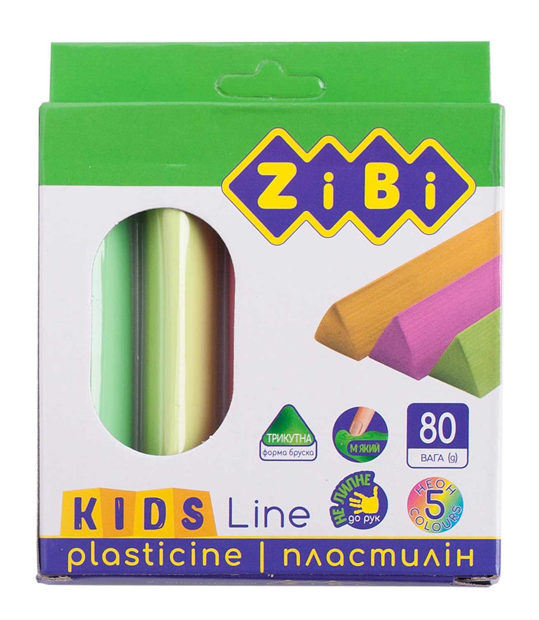 Пластилін 5 кольорів, неон, 80 г, KIDS Line, ZB.6229