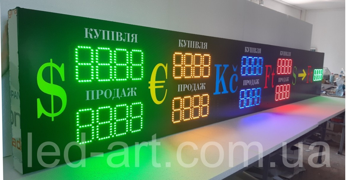 Светодиодное табло обмен валют одностороннее 3900х600 мм LED-ART-3900х600-1 - фото 1 - id-p1017623005