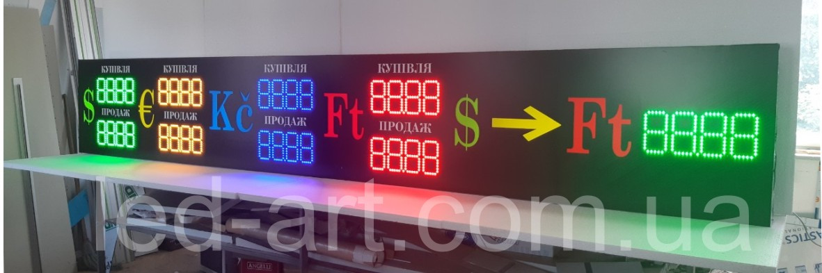 Светодиодное табло обмен валют одностороннее 3900х600 мм LED-ART-3900х600-1 - фото 2 - id-p1017623005