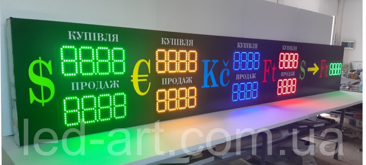 Светодиодное табло обмен валют одностороннее 3900х600 мм LED-ART-3900х600-1 - фото 3 - id-p1017623005