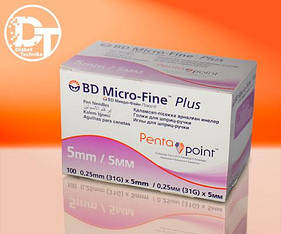 Голки для шприц-ручок BD Мікро Файн Плюс (BD Micro Fine Plus) 5 мм. - 100 шт.
