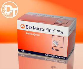 Голки для шприц-ручок BD Мікро Файн Плюс (BD Micro Fine Plus) 6 мм. - 100 шт.