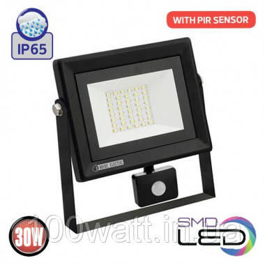Прожектор світлодіодний LED 30 W 6400 K SMD з датчиком руху