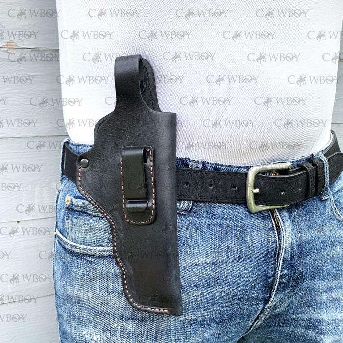 Кобура поясна АПС неформована з кліпсою (шкіра, чорна), фото 1