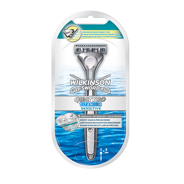Станок для гоління Wilkinson Sword Quattro Titanium Sensitive 1 картридж W0089