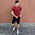 Бордова футболка та чорні шорти/ Літні комплекти для чоловіків