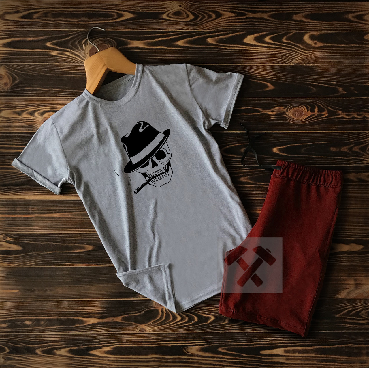 Cпортивные Мужские шорты и футболка c черепом / Летние комплекты для мужчин - фото 10 - id-p1017755588