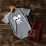 Cпортивні чоловічі сірі шорти та чорна футболка з Мікі/ Літні комплекти для чоловіків, фото 9