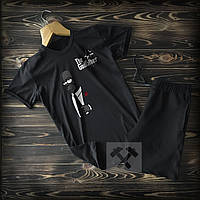 Cпортивные Мужские черные шорты и футболка Симпсон c принтом The Godfather / Летние комплекты