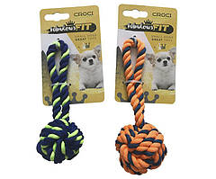 Іграшка-м'яч для дрібних собак CROCI (Кроучи) плетений м'яч з каната, 16 см зелений