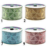 Декоративна прикраса - стрічка в рулоні, 3 м, 4 см, золотистий, поліестер (080754-2), фото 4