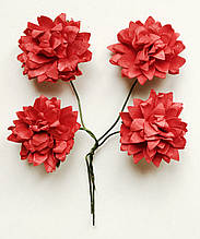 Квітка паперова хризантема червона 3 см 4 шт.