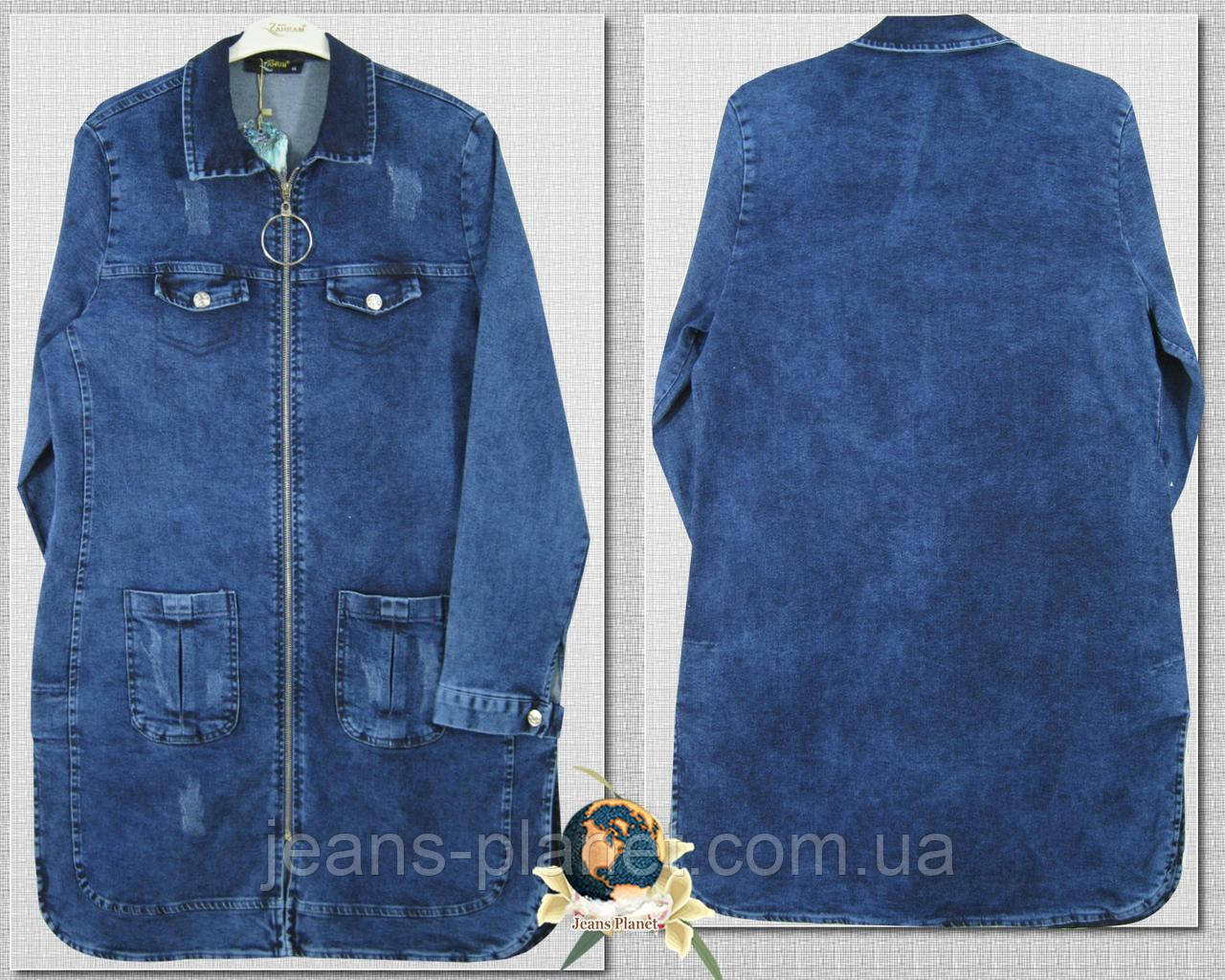 Модний жіночий джинсовий кардиган на блискавці Туреччина 54-56 розмір, фото 1