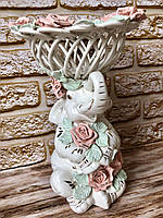 Цукерниця-слон "Арго" плетінка Рожева ліплення 31*20*20