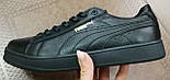 Puma classic! кросівки-кеди пума дитячі з чорної натуральної шкіри для дівчаток і хлопчиків!, фото 2