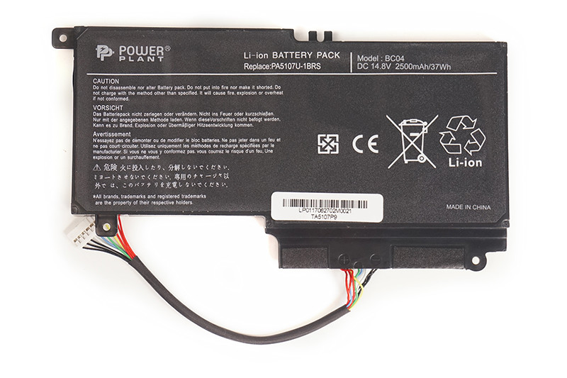 Акумулятор PowerPlant для ноутбуків TOSHIBA Satellite L55 (PA5107U-1BRS, TA5107P9) 14.4 V 3000mAh, фото 1