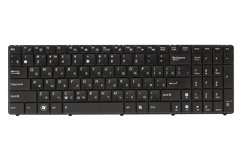 Клавиатура для ноутбука ASUS K50, K60, F52 черный, черный фрейм (old design), фото 1