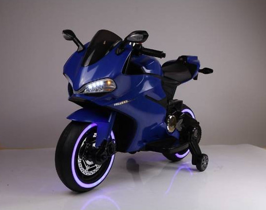 Дитячий Мотоцикл HONDA на акумуляторі синій (білий, червоний), шкір. сидіння,світло/звук,колеса EVA, M 4104 EL-4