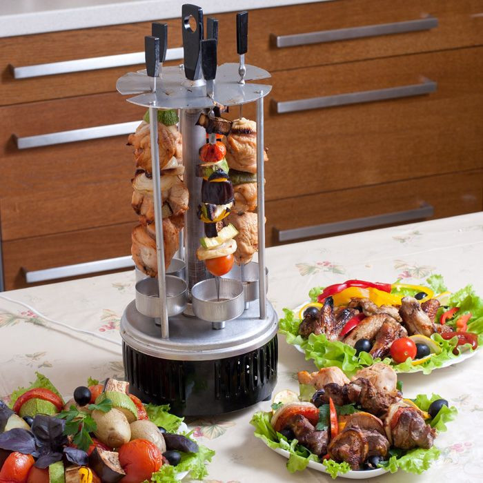 Електрошашличниця Vilgrand V-1005, 1000 Вт вертикальна шашличниця на 5 шампурів з автоматичним обертанням, фото 1