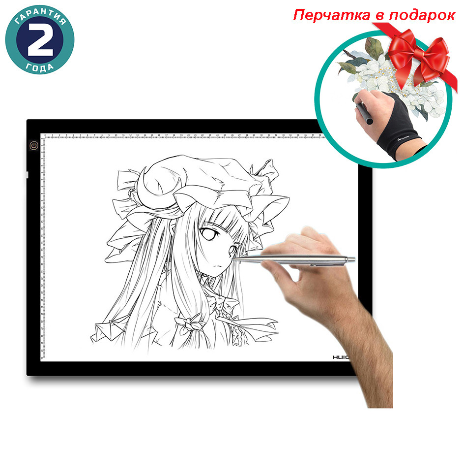 Уценка!!! LED- планшет Huion A3 + рукавиця, фото 1