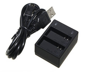 Зарядний пристрій для двох акумуляторів GoPro Hero 3 (акб AHDBT-301, AHDBT-302, AHDBT-201 ) з USB кабелем