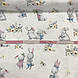 Бавовняна тканина зайчика з зайченям і квітами на білому (0076), фото 2
